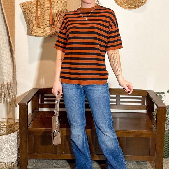 Women's Lightweight Knit Short Sleeve Top Spring Summer Crew Neck Oversized - Picture 4 of 8